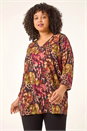 Neutral Curve Animal Print V-Neck Top, Image 4 of 5