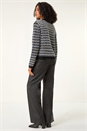 Black Textured Pattern Fluffy Knit Cardigan, Image 3 of 5