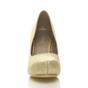 Gold Mid High Heel Glitter Court Shoes, Image 6 of 8