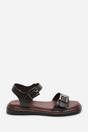 Dark Brown Where's That From Dark Brown Circa Flatform Double Buckle Black Sandal, Image 2 of 6
