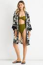 Gini London Black Summer Border Printed Beach Kimono, Image 1 of 4