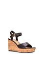 Brown 'Seraphina' Cork Platform Wedge Heel Sandals With Ankle Strap, Image 2 of 6