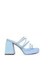 Blue XY LONDON Blue 'Colt' Strappy Square Toe High Block Heel Platform Mule Sandals, Image 1 of 5
