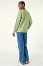Pale Green Soft V-Neck Star Jumper, Image 3 of 5