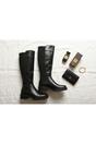 Black iKrush Black Aurelia Zip Up Knee High Boots, Image 5 of 8