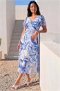 Blue Petite Floral Midi Dress, Image 1 of 4
