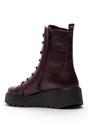 Wine Womens Leather Heel Combat Boots-TERY553, Image 4 of 5
