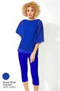 Royal Blue Pleated Chiffon Overlay Top, Image 7 of 8