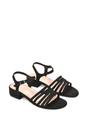 Black 'Katie' Low Heel Open Toe Sandals With Ankle Strap, Image 5 of 5