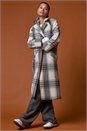 Ivory  Check Print Longline Coat, Image 7 of 7
