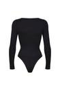 Black Long Sleeve Sculpting Bodysuit Fit, Image 2 of 5