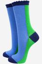 Light Blue Sock Talk Light Blue Colour Block Glitter Ankle Socks, Image 1 of 2
