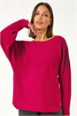 MAGENTA Leaf Sparkly Batwing Knit Jumper, Image 1 of 5