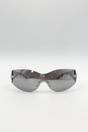 Silver Racer Sunglasses with Star Hinge Detail in Silver, Image 1 of 4