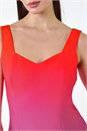 Orange Ombre Print Sweetheart Neck Bodycon Dress, Image 4 of 5