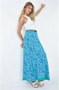 Green Floral Print Belted A line Maxi Skirt, Image 1 of 5