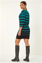 Teal Gradient Stripe Knitted Dress, Image 2 of 5