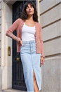 Pink Lace Trim Knit Cardigan, Image 2 of 4