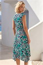 Emerald Leaf Print Hanky Hem Maxi Dress, Image 3 of 4
