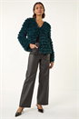 Teal Faux Fur Fluffy Layered Jacket, Image 1 of 5