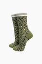 Khaki Leopard Combed Cotton Glitter Socks, Image 1 of 4