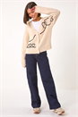 Ivory  Contrast Heart Detail Cardigan, Image 2 of 5