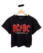 Black AC/DC Crop Cropped Short Sleeved T-Shirt, Image 3 of 5