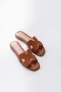 Tan iKrush Tan Aria Womens H-Strap Flat Slide Sandals, Image 5 of 8