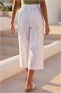White Textured Floral Cropped Wide Leg Trouser, Image 3 of 4