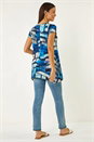 Blue Abstract Print Stretch Tunic Top, Image 3 of 5