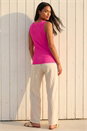 PINK Lace Trim Ribbed Vest Top, Image 3 of 4