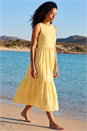 Yellow Cotton Broderie Midi Dress, Image 2 of 4