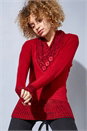 Red V-Neck Overlap Button Detail Jumper, Image 3 of 4