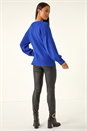 Royal Blue Petite Contrast Sleeve Knit Jumper, Image 3 of 5