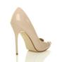 Natural High Heel Peep Toe Patent Court Shoes, Image 4 of 8