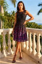 Pink Leaf Print Lace Stretch Dress , Image 3 of 4