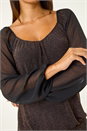 Black Sparkly Chiffon Sleeve Top, Image 5 of 5