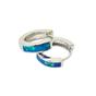 Blue Dainty Blue Fire Opal Inlay Silver Huggie Earrings, Image 1 of 1