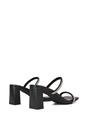 Black 'Holden' Diamante Strap Square Toe Mid Block Heel Sandal Mules, Image 5 of 5