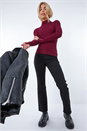 Wine Ribbed Turtle Neck Jumper, Image 4 of 5