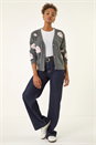 Grey Embossed Floral Knit Cardigan, Image 2 of 5