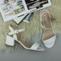 White AJVANI White Mid Block Heel Strappy Sandals, Image 4 of 6