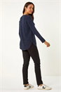 Midnight Blue Nep Fabric Curved Hem Jumper, Image 3 of 5