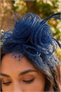 Navy  Two Flower Mesh Fascinator, Image 2 of 4