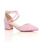 Light Pink AJVANI Light Pink Mid Block Heel Crossed Strap Pointed Toe 2 Part Heels, Image 1 of 6