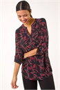 Red Textured Abstract Print Top, Image 1 of 5