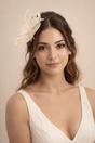 Cream Crystal Feather Blossom Fascinator & Brooch, Image 1 of 3