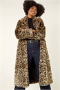 Brown Premium Animal Faux Fur Coat, Image 5 of 8