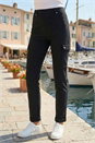 Black Turn Up Stretch Cargo Trousers, Image 2 of 4