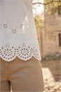 Ivory  Cotton Broderie Hem Top, Image 4 of 4